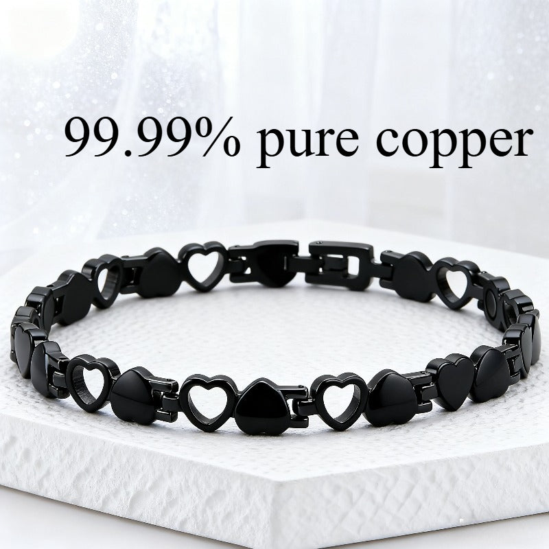 2pcs Heart-shaped Magnetic Copper Bracelet - 99.99% Pure Copper, Bohemian Vintage Style, Suitable for Daily Wear and Special Occasions, High Quality Nickel-free, Many Options