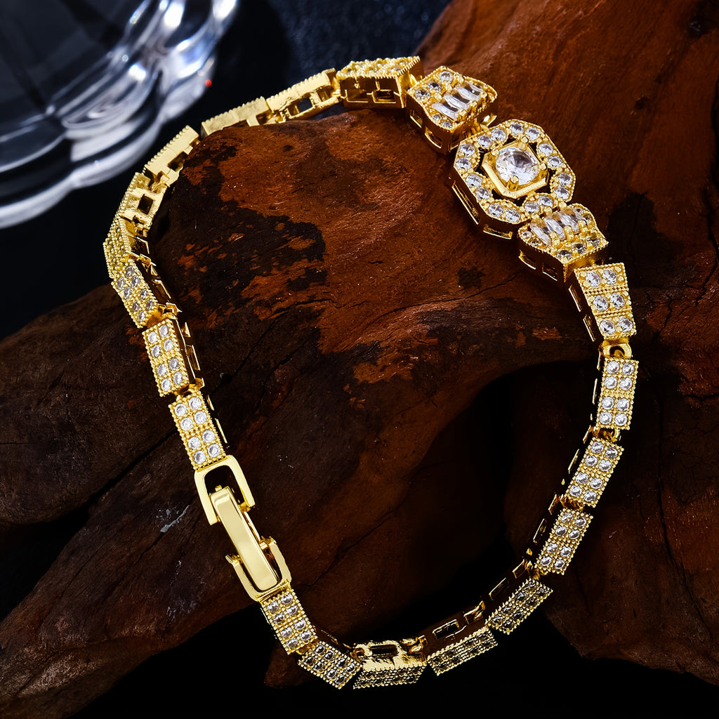 925 Sterling Silver Luxurious Synthetic Zirconia Bracelet, Gorgeous Jewelry, Women's Engagement Wedding Gift, Suitable for Daily Wear, Family Friends, Couples Vacation St. Patrick's Day Gift
