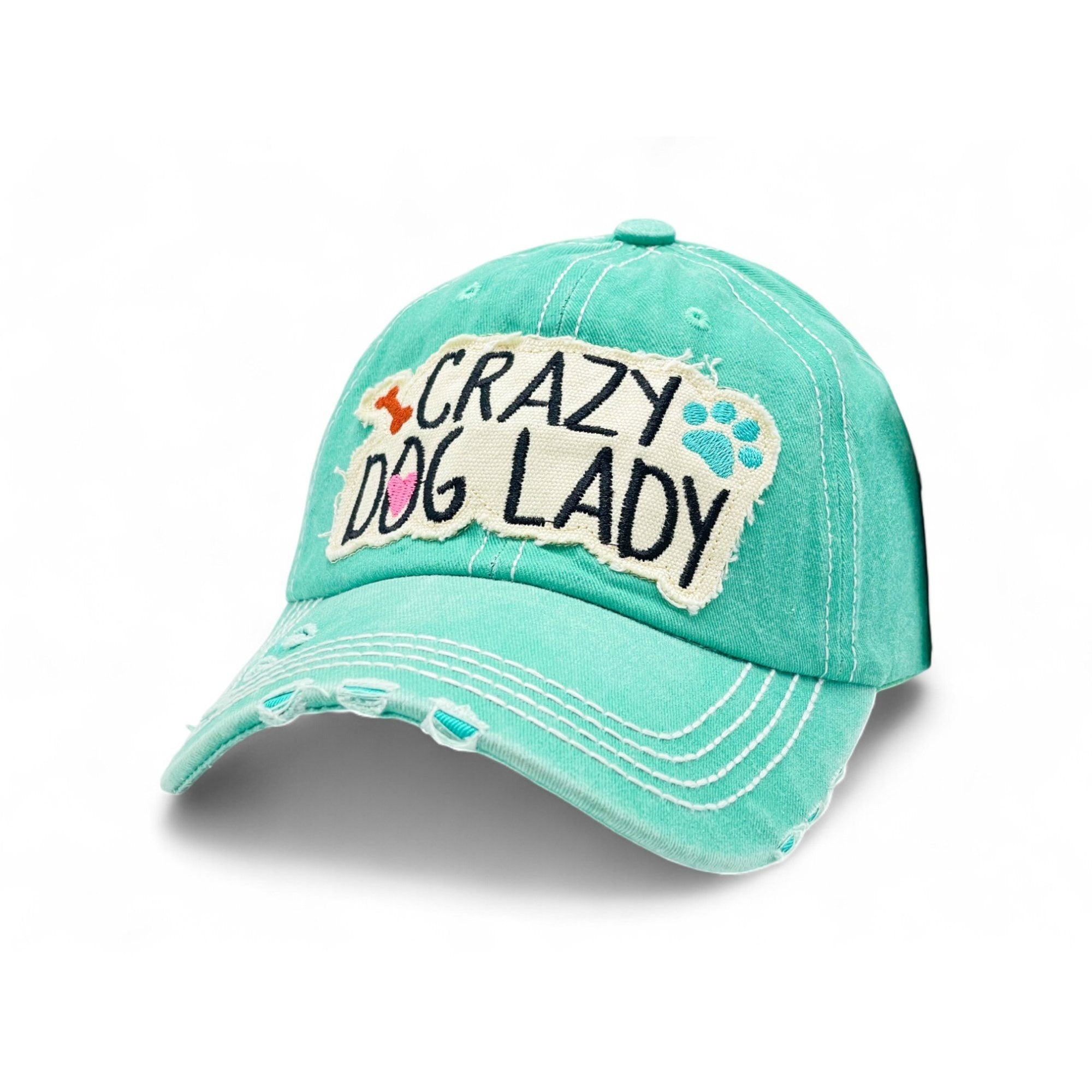 "Crazy Dog Lady" Vintage Distressed Embroidered Baseball Cap For American - 100% Cotton, Breathable, Casual, Adjustable, UV Protection
