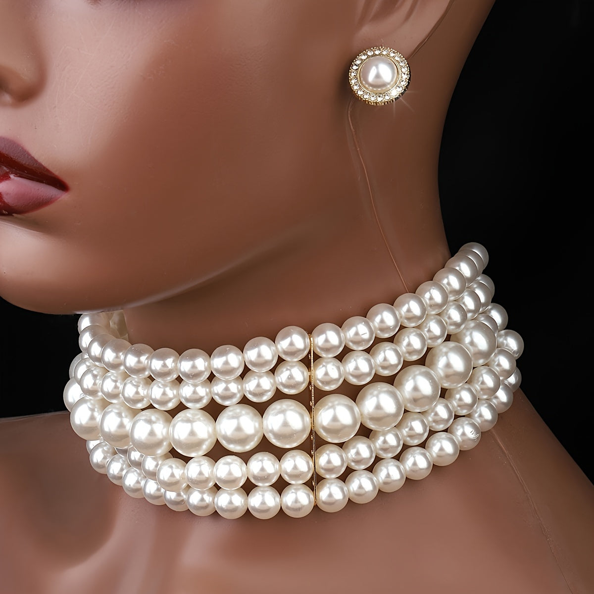 [Multi-Layer Jewelry Set] European And American Cross-Border Large And Small Metal Multi-Layer Necklace Foreign Trade Fashion Round Geometric Earrings Jewelry Set