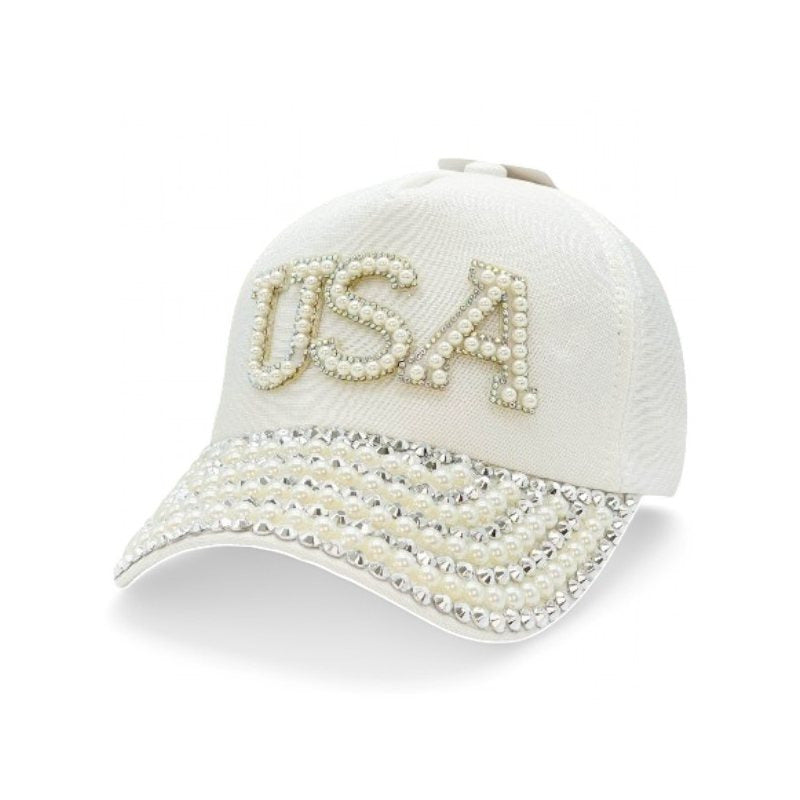 "USA" Bling Bling Bead BASEBALL CAP Adjustable, UV protection Design for American, Perfect for Outdoor Activities, Casual