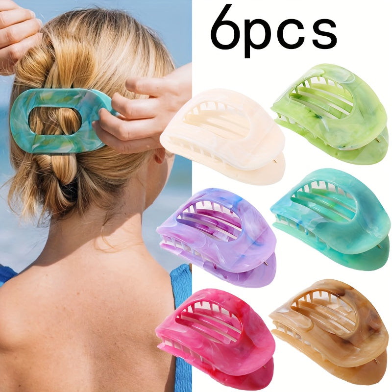 2D Flat - 5/6pcs Set of Oversized Shark-Shaped Hair Clips - Soft And Vibrant Colors Features: - Non-Slip Curved Claw Design - Extra-Large Flat Clips Ideal For: - Beach Outings - Travel Adventures - Parties - Everyday Wear