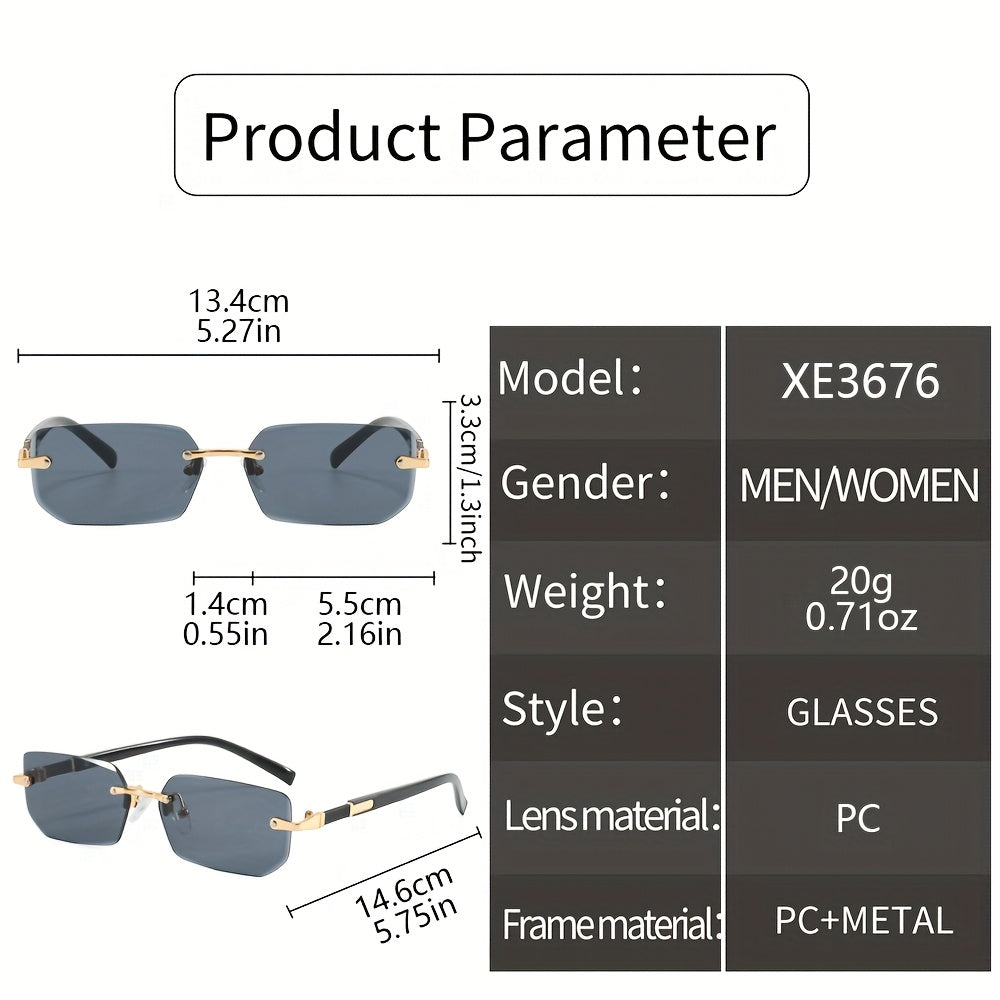5pcs Set of Frameless Metal Fashion Glasses for Men and Women, Classic  Trend Glasses Suitable for Summer Parties, Casual Street Photography, and Holiday Gifts