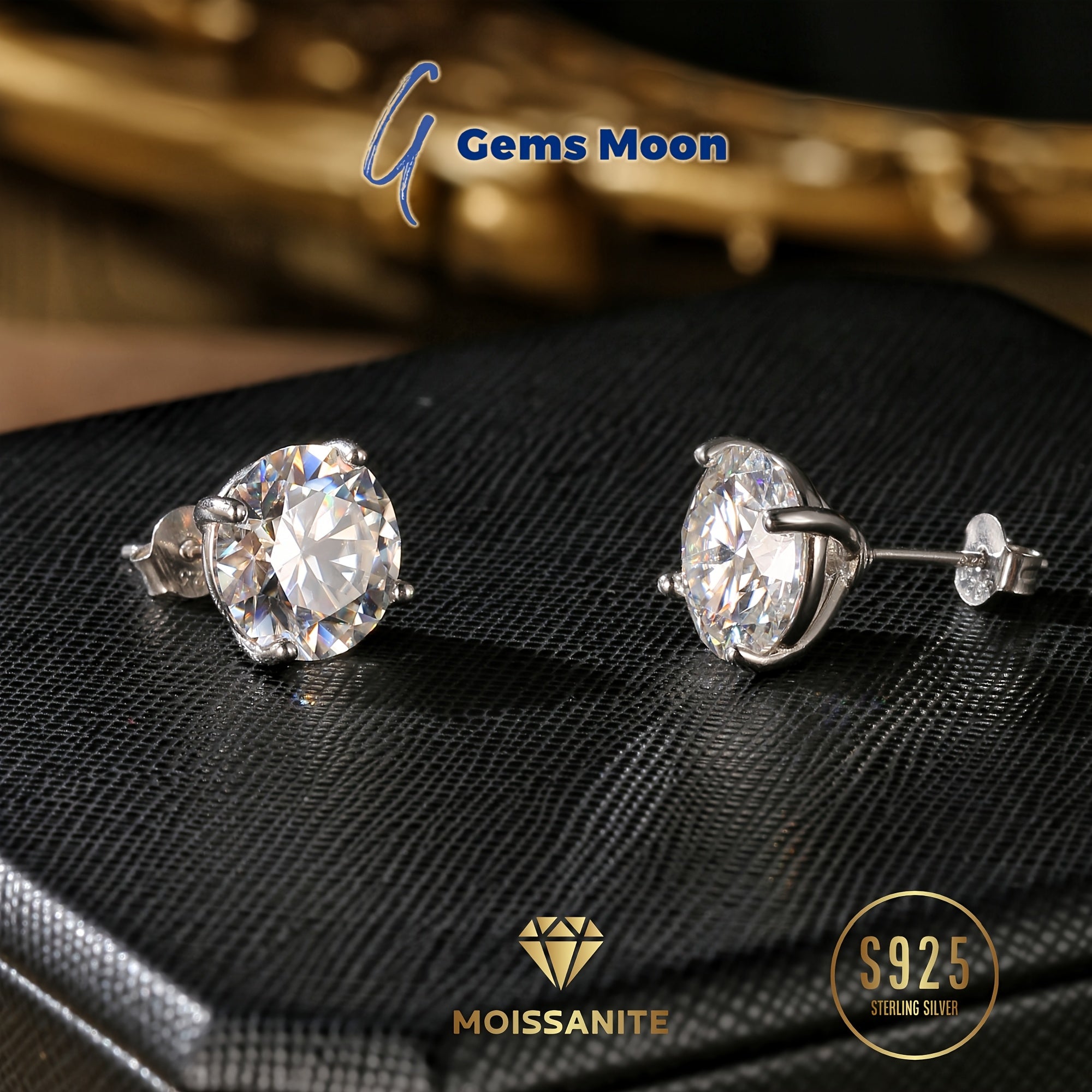 Amazing Discount! Brilliant Moissanite Hand-Set Stud Earrings, High-Quality D Color VVS1, S925 Silver, Ideal Jewelry Gifts for Valentine's Day, Birthday, with GRA Certificate, Velvet Pouch, Silver Polishing Cloth, Backs. Local Warehouse,
