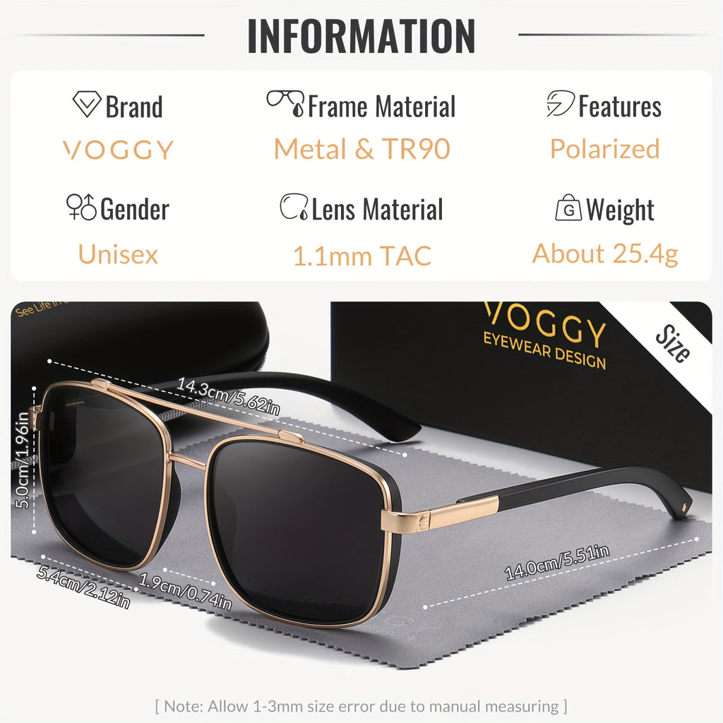 VOGGY Fashion Easy Retro Pilot Metal TR90 UV Protection Polarized Glasses, Men And Women Driving Outdoor Riding Fishing Holiday Party Decoration Props Gifts
