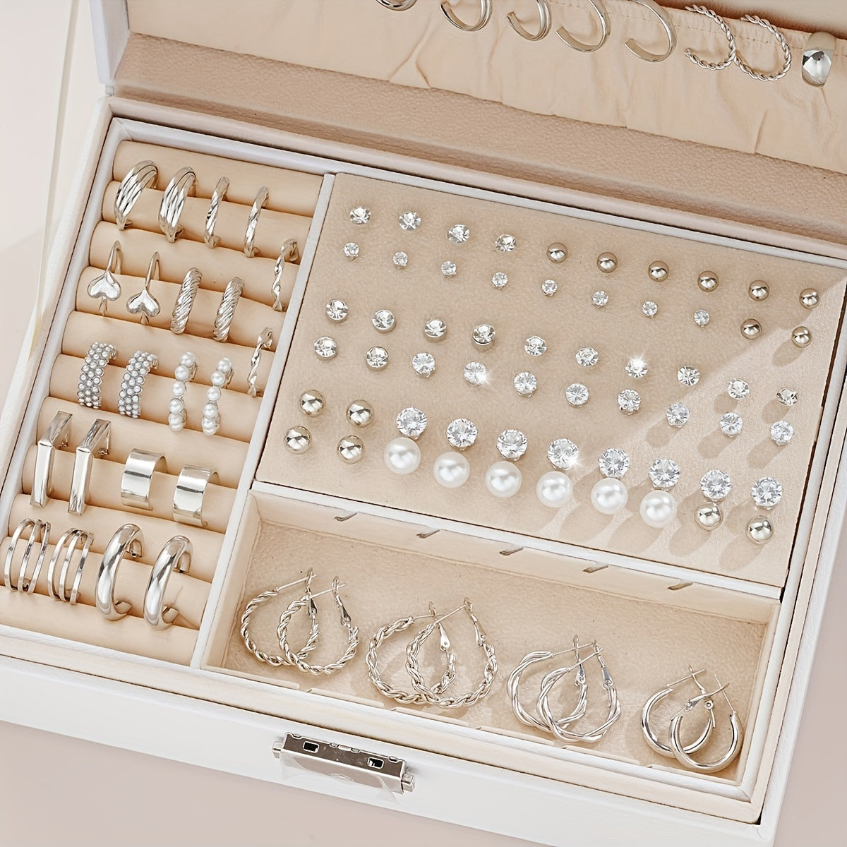 102pcs Elegant Simple Basic Geometric Geometric Rhinestones Faux Love Twisted Loop Earrings Earrings Set for Women Daily Light Luxury Match Attend A Party Vacation Dating Gift Giving (No Box)