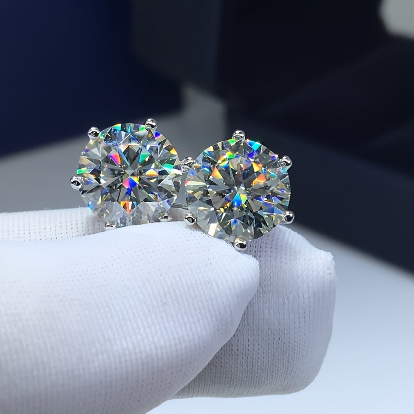 [Moissanite Earrings Gift] 0.5-3 Carat Moissanite Earrings, 1 Pair S925 - A Celebration Party Gift for Friends, Family, and Classmates, Suitable for Daily Wear, Anniversaries, Holidays, Birthdays