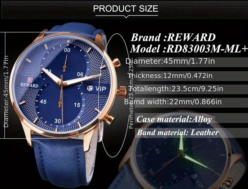 [1pc Men's Watch] 1pc Men's Black Golden Quart Watch | PU Leather Strap, with Gift Box