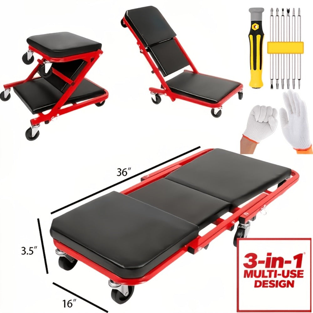 New Gifts for My Husband: 36-inch (approximately 35.98-inch) Outdoor Z-Crawl Seats, Adjustable Load-Board Folding Car Crawl Kit, 6-wheel 2.5-inch (approximately 2.52-inch).Valentine's Day Gifts for Men, Boyfriends, Husbands, And Partners.