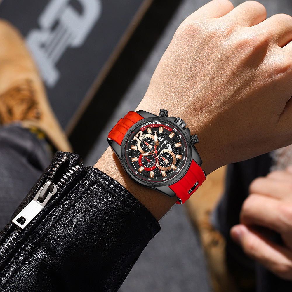 1pc Men'S Fashion Casual Quartz Watch, Silicone Strap, Date Display - Stylish Casual Wristwatch for Casual Attire, Casual Wristwatch | Sporty Watch Design | Quartz Movement, Thanksgiving, Christmas The Perfect Gift Reloj Para Hombre.