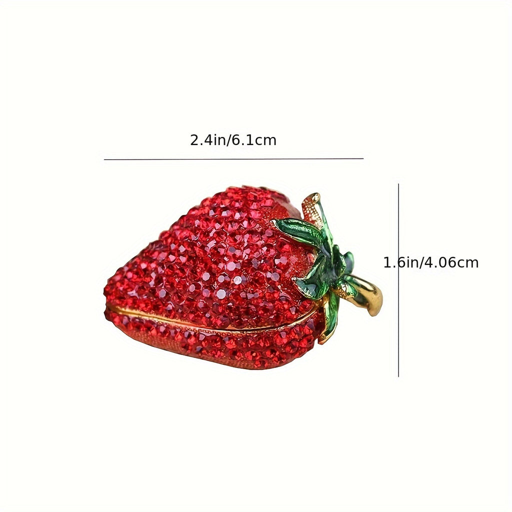 1pc Creative Red Strawberry Jewelry Trinket Box for Women, New Year's Gifts
