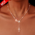 2PCS Silvery Women's 8 Cross Pendant Necklace - Hypoallergenic, 4.5g, Fashionable, Classic Style, Suitable for Daily Wear and Vacation, Perfect Christmas Gift
