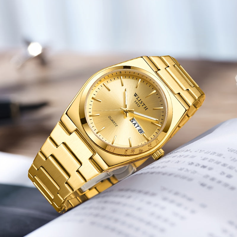 A Straightforward Men'S Timepiece, Glowing Sports Quartz Watch, Stylish Wristwatch for Men, Refined Standard Gear for Gentlemen. Date Adjustable in Multiple Languages.