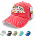 "Beach Life Salty Soul Sandy Toes" Baseball Cap-Local Artist Designed, Vintage, Distressed, Embroidered, 100% Cotton, UV Protection, Adjustable