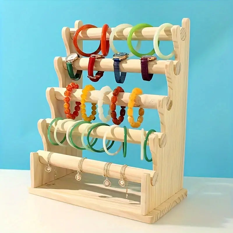 Single Wooden Jewelry Holder, Removable Tabletop Organizer for Bracelets, Necklaces, And Watches, Rustic Wood Display Rack for Dressers And Vanities