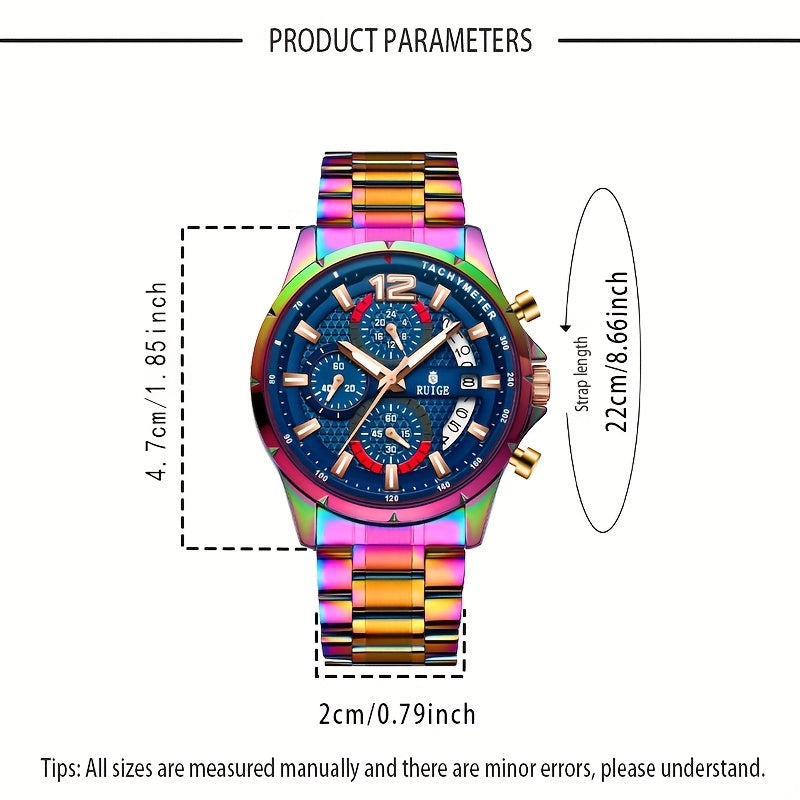 RUIGE Trendy And Fashionable Quartz Women's Watch, Date Display with Fashionable Night Light Function, Trendy And Cool Design Appearance, Vibrant And Colorful Colors for Women's Party Gifts N3-3