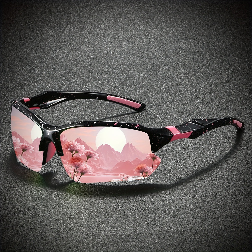 Two Excellent Value Packs: New Women'S Semi-Frame Anti-Glare Fashionable Glasses with TAC Colorful -Color Coating Lenses in Starry Purple And Dreamy Pink. Classic Semi-Frame Design Style, Suitable for Daily Casual Wear And As Gifts