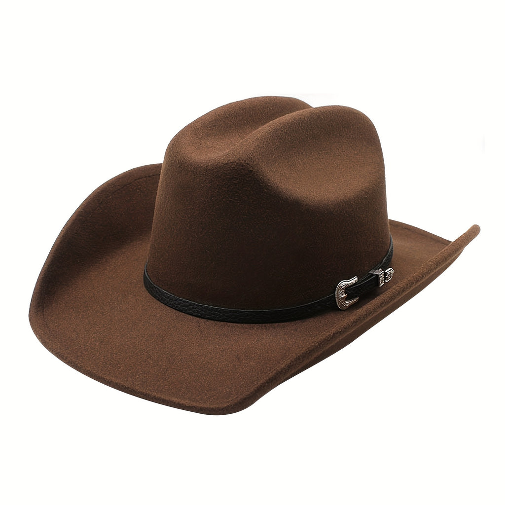 [Western Cowboy Hat] Men's Women's Western Cowboy Cowgirl Fedora Hat Felt Wide Brim Classic Outdoor Cap