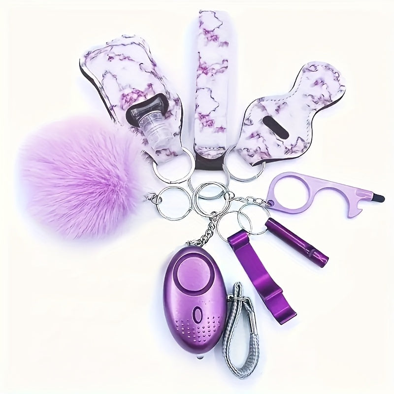 10pcs Safety Keychain Set With Personal Alarm Keychain, And Bottle Storage Bag And Whistle, Family Gift.