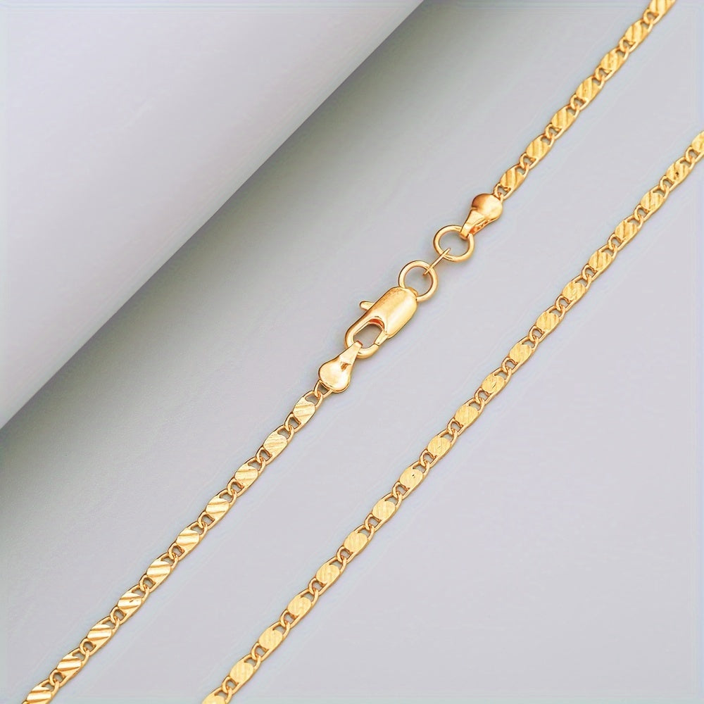 2D Flat, Buy two,Get one Free, 925 Sterling Silver High-grade European Style Flat Necklace with 2mm Chain 16-24 Inches for Women's Daily Wedding Party Wearing or Gift