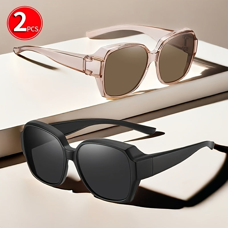 2-PACK Large Retro Glasses Designed to Fit Over Regular Eyewear, Suitable for Both Men And Women for Driving And Parties, Ideal for Everyday Use, Photography Props, And Gifts for Birthdays, Valentine'S Day, And Christmas