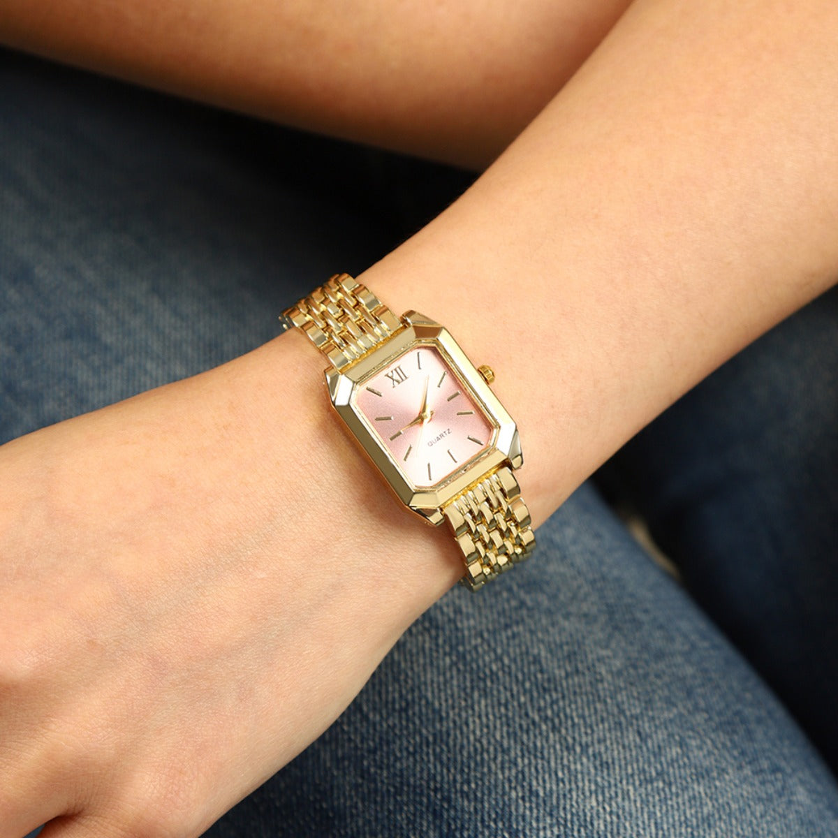 2pcs Women's Elegant Retro Watch Set - Luxury Heart Chain Quartz Watch with Rectangular Dial & Stainless, Court Style Analog Wristwatches for Easter, Wedding, or Casual Attire - Classic Timepiece Gift