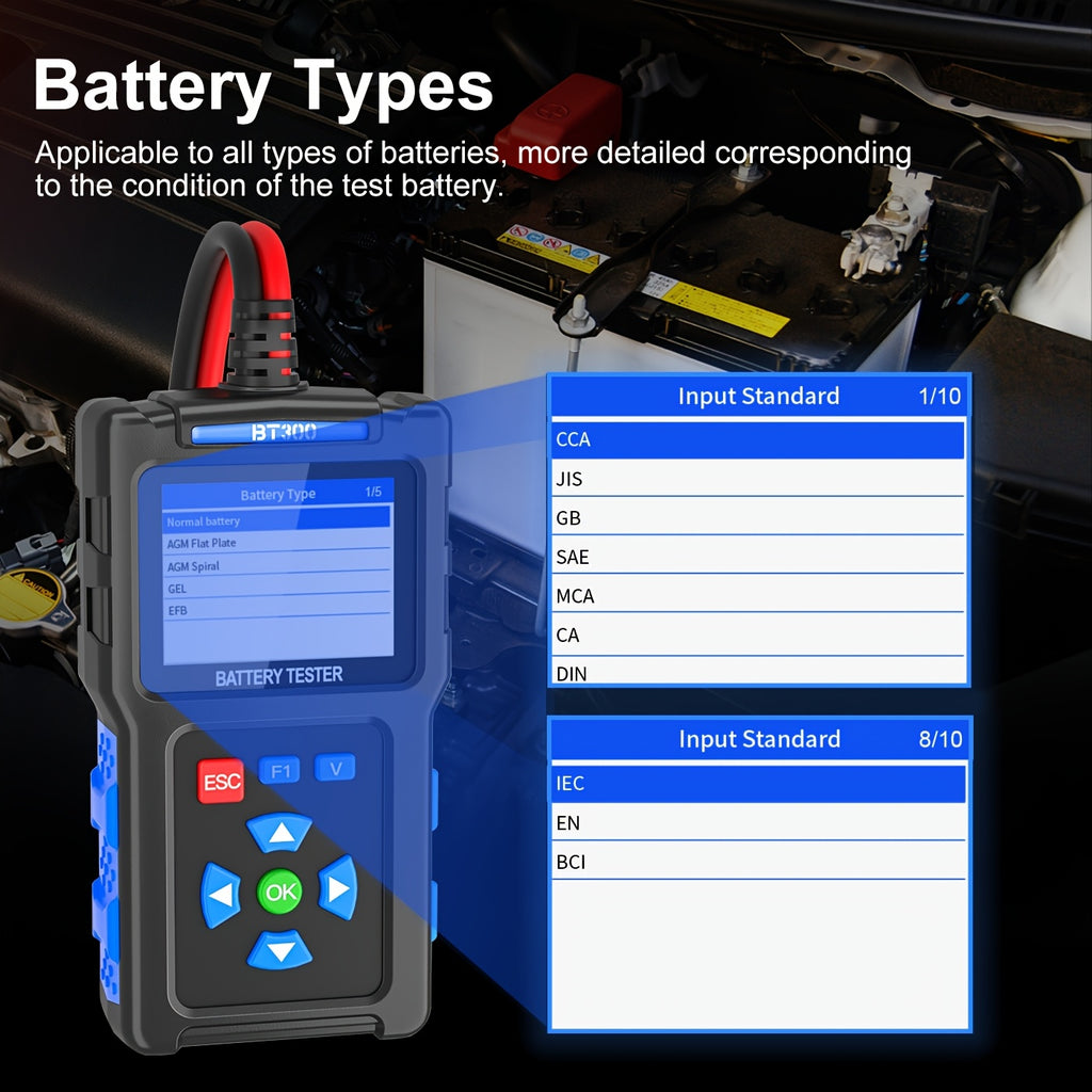 Battery Load Tester 12V Automotive, 20-2000 CCA Automotive Battery Tester And Alternator Tester for 24V Vehicles, BT300