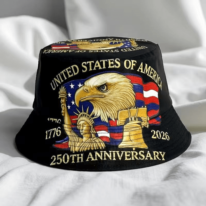 250Th Anniversary American Patriotic Bucket Hat, a Bucket Hat with a Patriotic Theme for Independence Day, Is The Perfect Gift for Patriots, a Festive Accessory, And a Must-Have for History Enthusiasts, Suitable for Both Men And Women