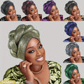 Fashion Western African Muslim Side Thick Braids Thousand Leaves Solid Color Pullover Headscarf Ethnic Hat Women'S