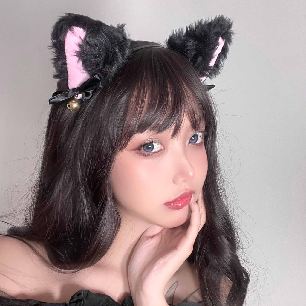 P-140 Plush cat ear bell hairband