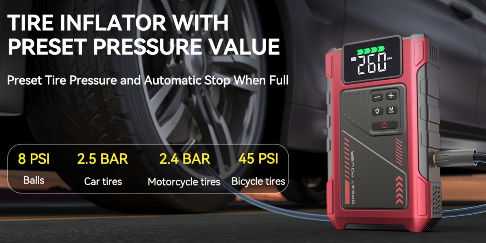[Portable Jump Starter] Jump Starter With Air Compressor, 8000A Peak Battery Jumper Starter Portable, Jump Box For Car Battery, 12V Portable Jump Starter For 8.0L Gas And 6.5L Diesel Cars With USB Ports And LED Flashlight, Portable Car Jump Starter, Batte