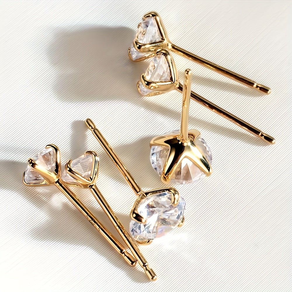 PINANNIE 3 Pairs 925 Sterling Silver Stud Earrings for Women, 4mm 5mm 6mm Small Round Studs Set, Hypoallergenic Minimalist Earrings, Classic Jewelry Gift for Her