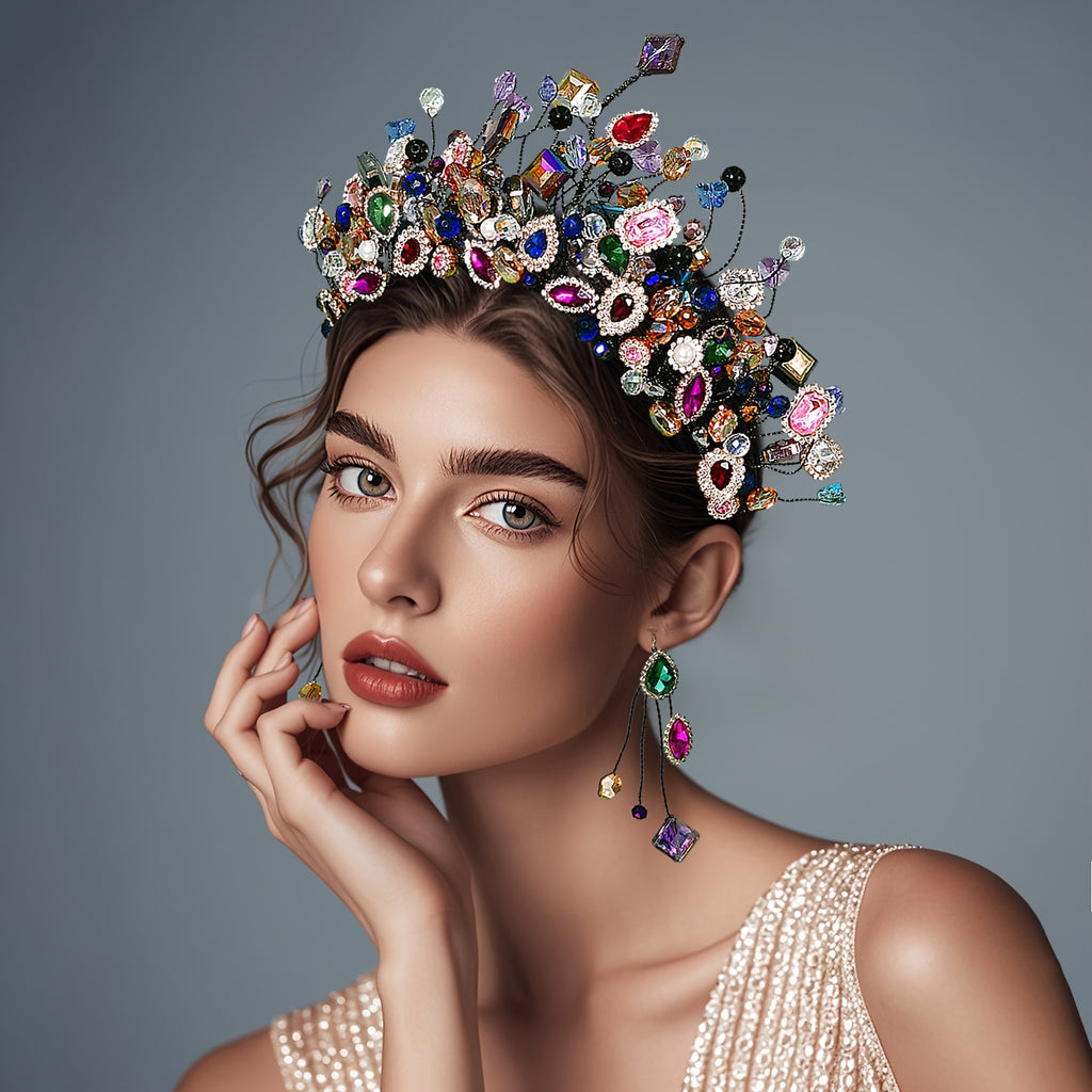1pc of a Vibrant Rhinestone Tiara Headband Ideal for Weddings, Parties, Carnivals, And Valentine'S Day Hair Adornments