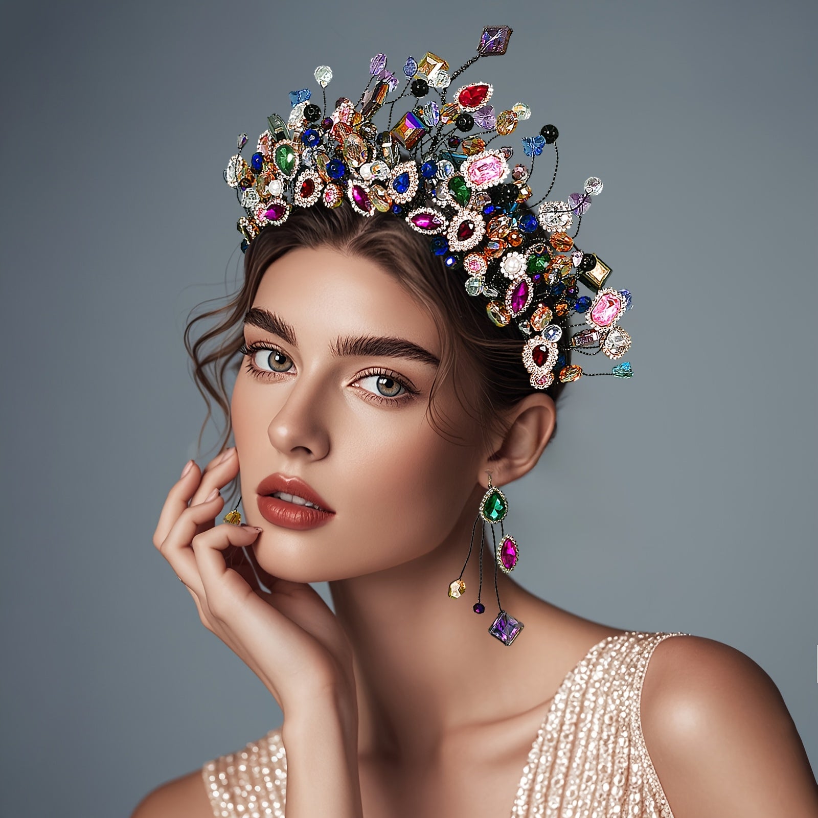 1pc of a Vibrant Rhinestone Tiara Headband Ideal for Weddings, Parties, Carnivals, And Valentine'S Day Hair Adornments