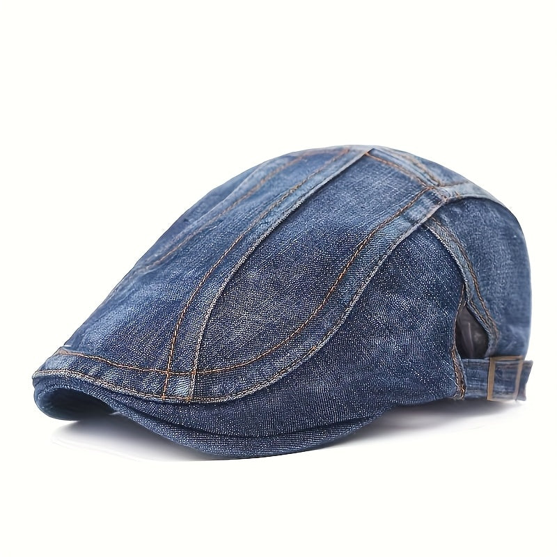 Spring And Summer Thin Unisex Washed Denim Beret, An Ideal Match for Jeans. Adjustable  Artist Hat with Adjustable Circumference, Vintage Vintage Vintage Newsboy Hat