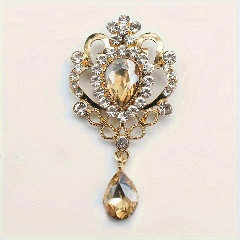 10pcs Droplet Shaped Rhinestone Detachable Brooch Retro Jewelry Additions
