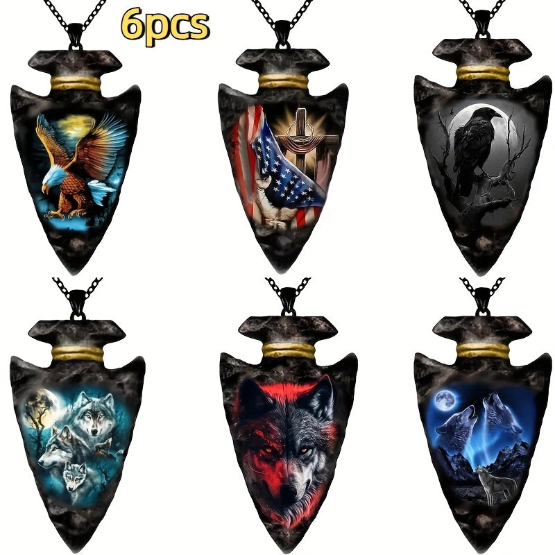 3pcs/6pcs, Animal Wolf King Wolf Head Beast Wolf Totem Pendant Men'S Necklace, Halloween Gift