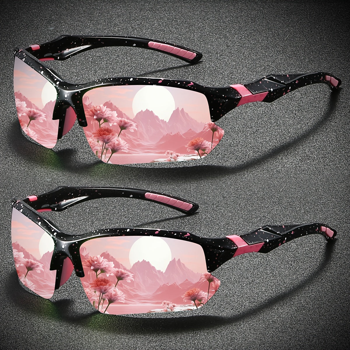 Two Excellent Value Packs: New Women'S Semi-Frame Anti-Glare Fashionable Glasses with TAC Colorful -Color Coating Lenses in Starry Purple And Dreamy Pink. Classic Semi-Frame Design Style, Suitable for Daily Casual Wear And As Gifts