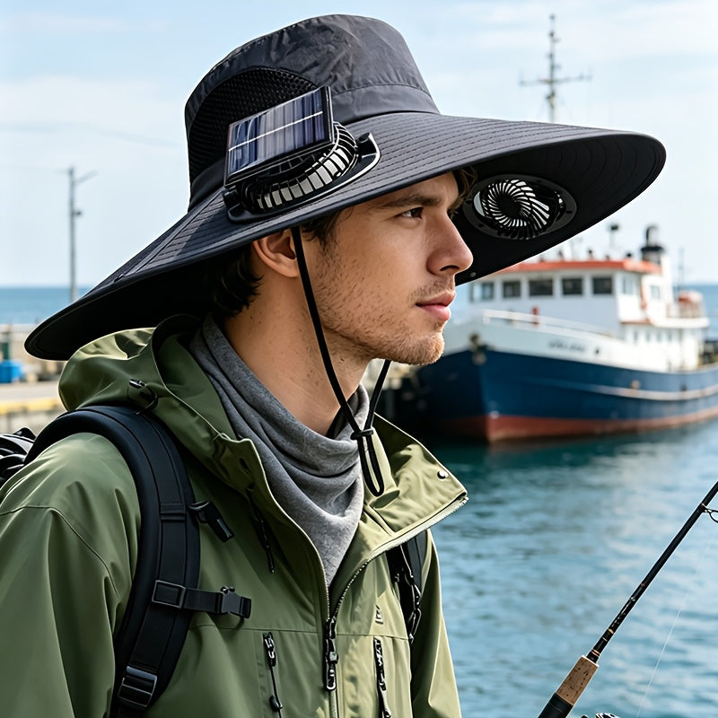 Solar-Powered Cooling Hat with Sun Protection, Featuring a Three-Speed Adjustable Fan Cap. A Beach Hat, a Sun Hat, Suitable for Both Men And Women, Ideal for Beach Camping