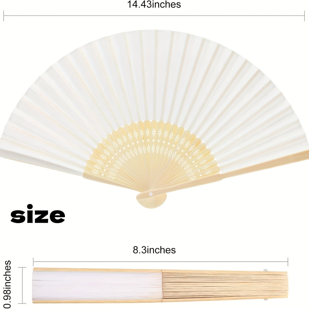 20/50/65pcs White Handheld Paper Fan Paper Folding Fans with Bamboos for Wedding Gift, Party, Cosplay, Dance Practice
