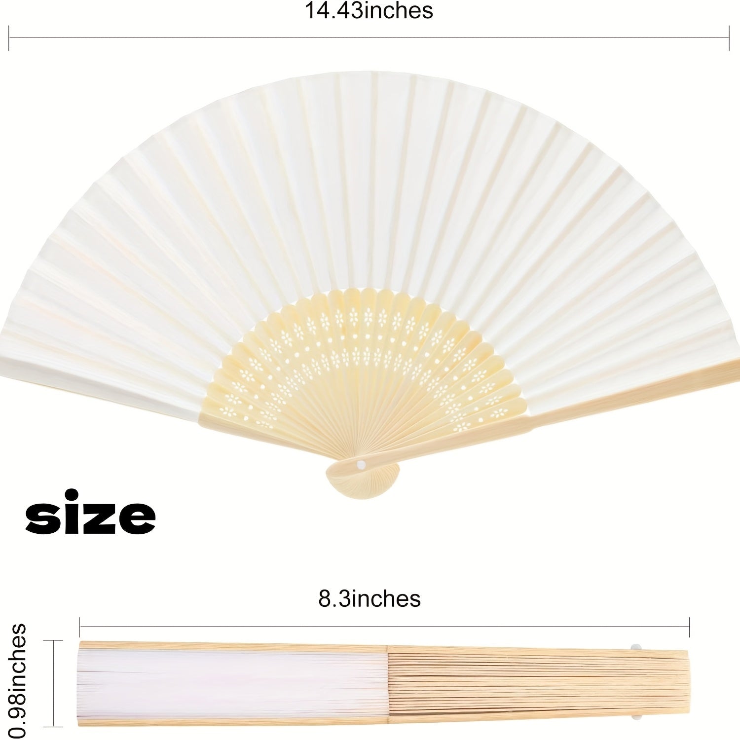 20/50/65pcs White Handheld Paper Fan Paper Folding Fans with Bamboos for Wedding Gift, Party, Cosplay, Dance Practice