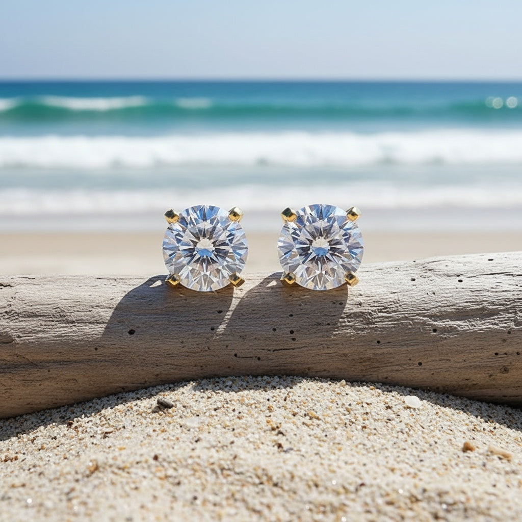 Elegant Moissanite Earrings For, Women, Men, 0.5/1/2Ct D Color VVS1 Clarity Brilliant Round Cut Moissanite, with S925 Sterling Silver 1.0/1.2/1.8G, Hand-Made Top-Tier Quality, Ideal Gifts for Wedding, Birthday, Mother, Daughter