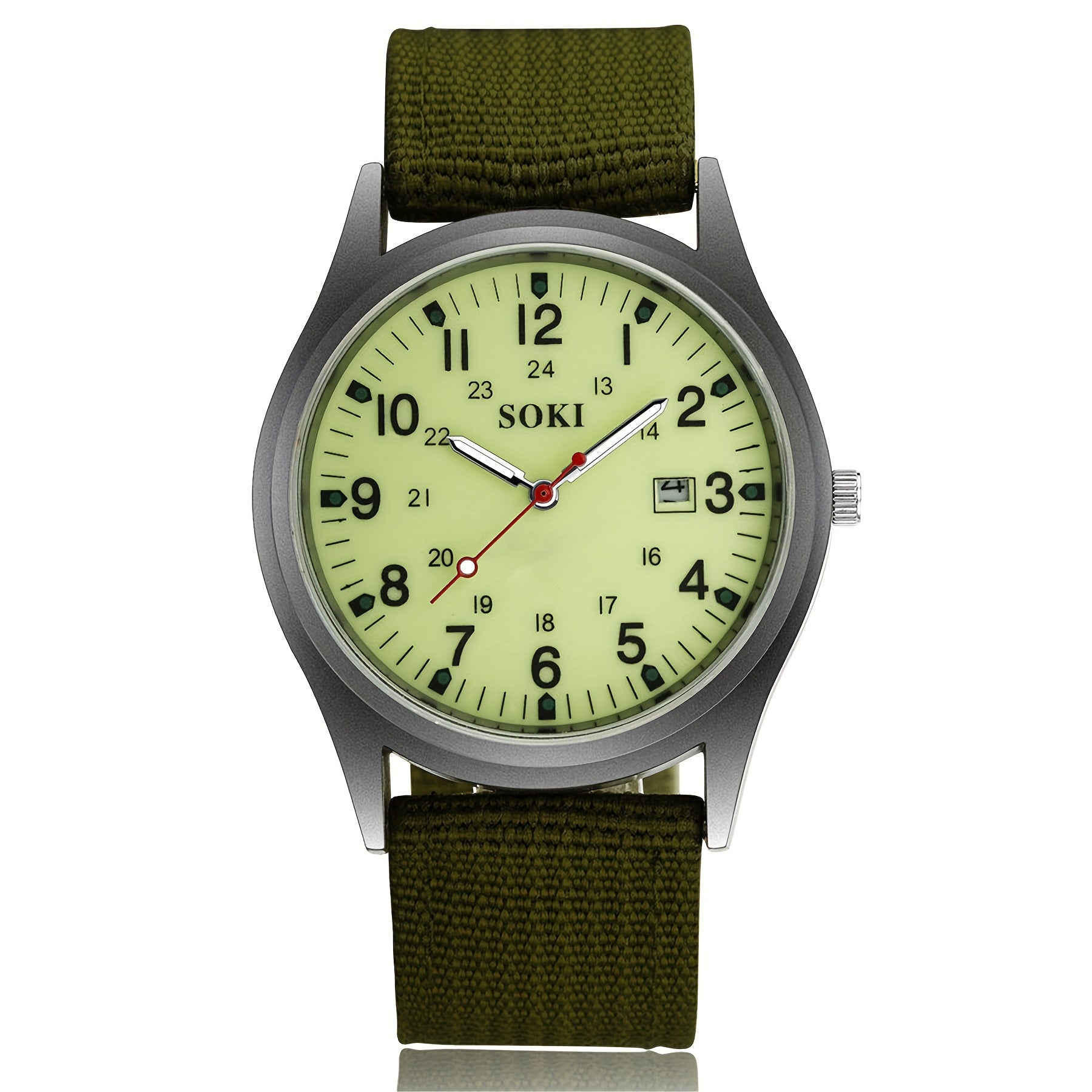 Casual Minimalist 24-hour Digital Calendar Luminous Dial Analog Strap Quartz Watch