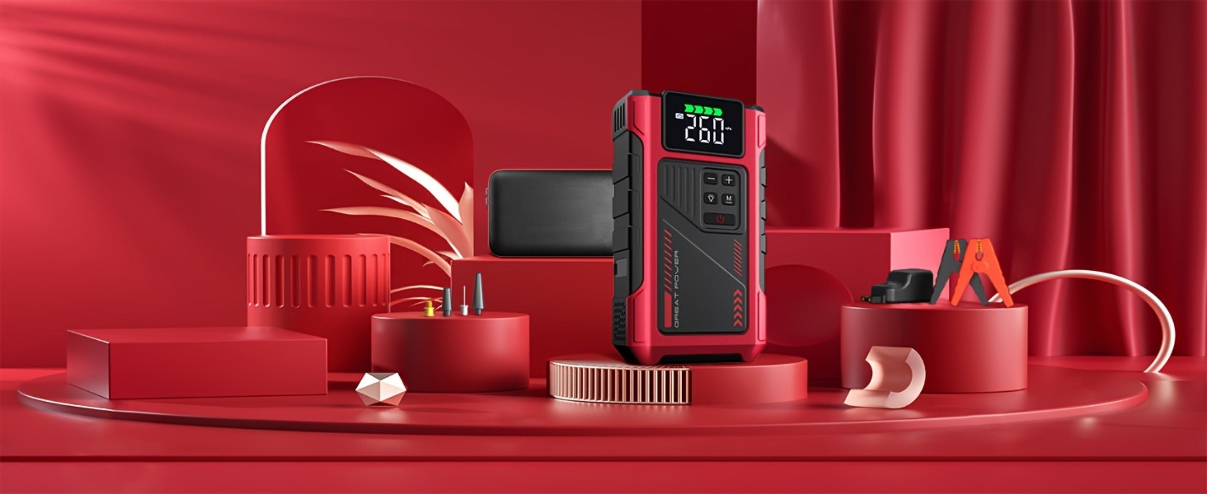 [Portable Car Jump Starter] 4000A Portable Car Jump Starter With Air Compressor, Suitable For 12V(8.0L Gas, 6.5L Diesel) Jump Starter Battery PackWith150 PSl Tire Inflator, 12V Car Battery Jump Power With LED Light, Car Accessories Tools, Car Emergency Ki