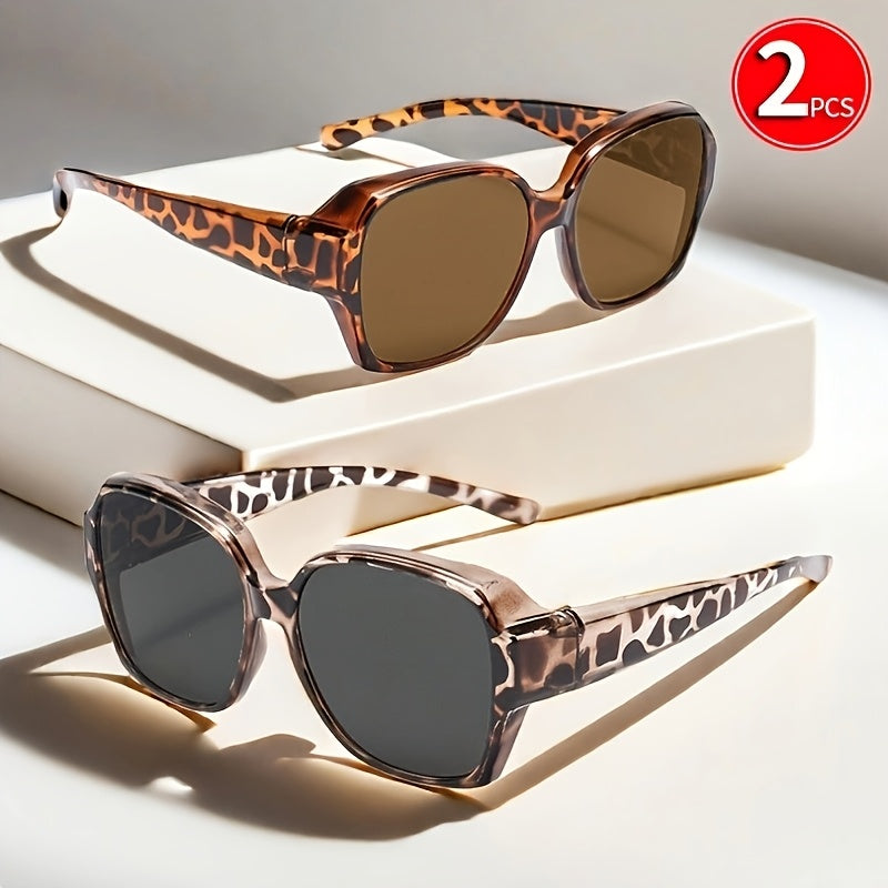 2-PACK Large Retro Glasses Designed to Fit Over Regular Eyewear, Suitable for Both Men And Women for Driving And Parties, Ideal for Everyday Use, Photography Props, And Gifts for Birthdays, Valentine'S Day, And Christmas