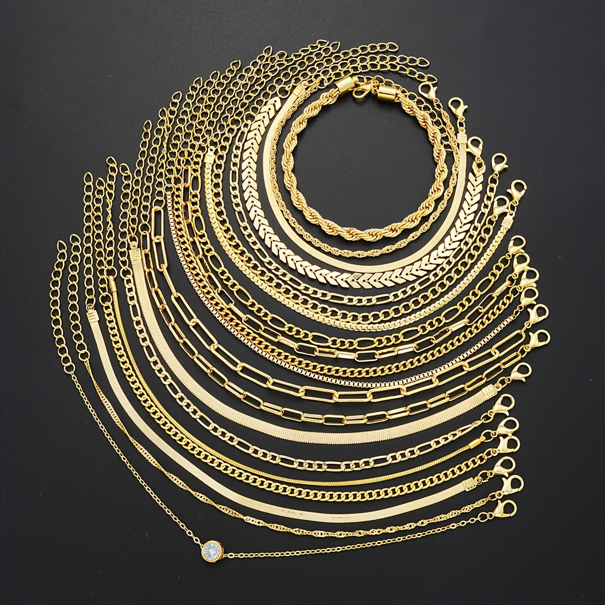 20pcs Elegant Simple Chic Vintage Snake Bone Twisted Plane Metal Geometric Multi-Layered Stacking Bracelet Set for Women Daily Match Party Vacation Dating Holiday Gift