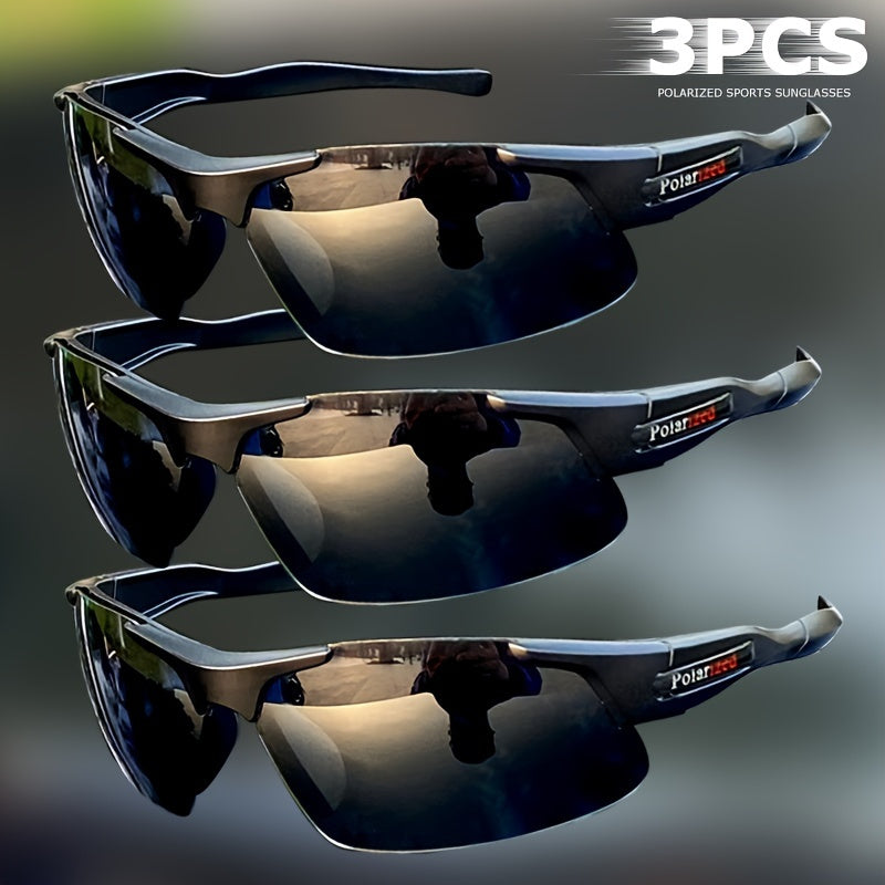 3pcs Polarized Glasses, Half Frame-Driving and Driving Rearview Mirror Polarized Glasses