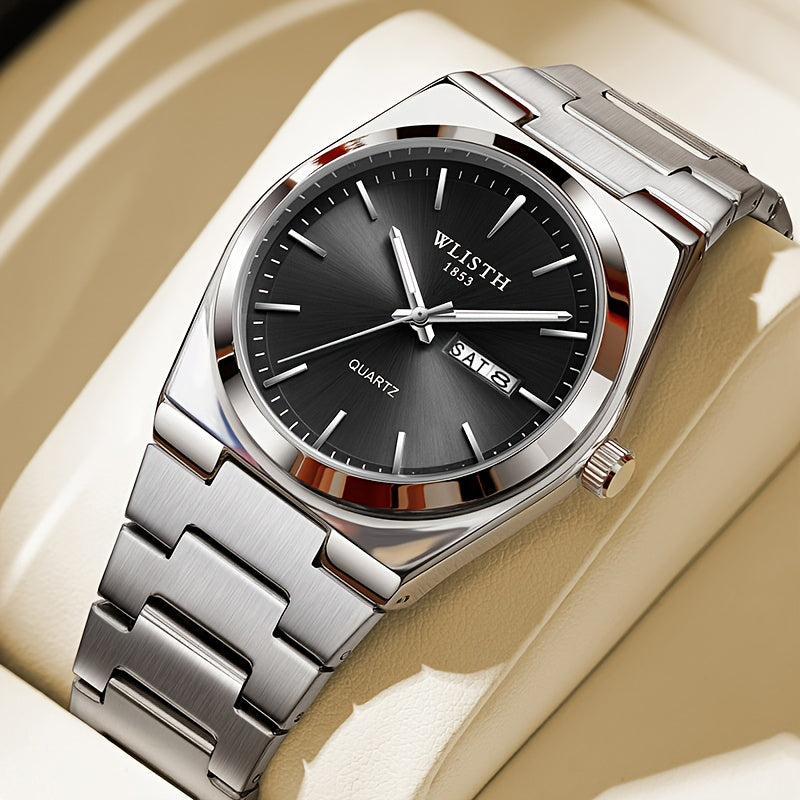 A Straightforward Men'S Timepiece, Glowing Sports Quartz Watch, Stylish Wristwatch for Men, Refined Standard Gear for Gentlemen. Date Adjustable in Multiple Languages.
