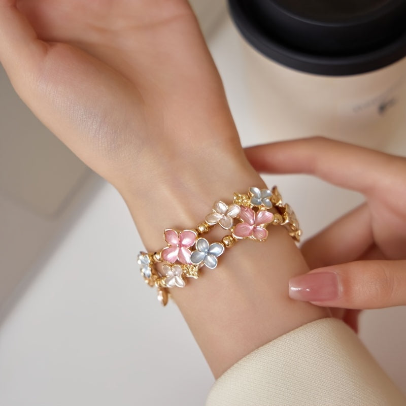 Suitable for APPLE Watch Ultra/Ultra 2/8/7/6/5/4/3/2/1/SE Watch Strap Elastic Fashion Luxury Alloy Flower Strap 38/40/41/42/44/45/49mm