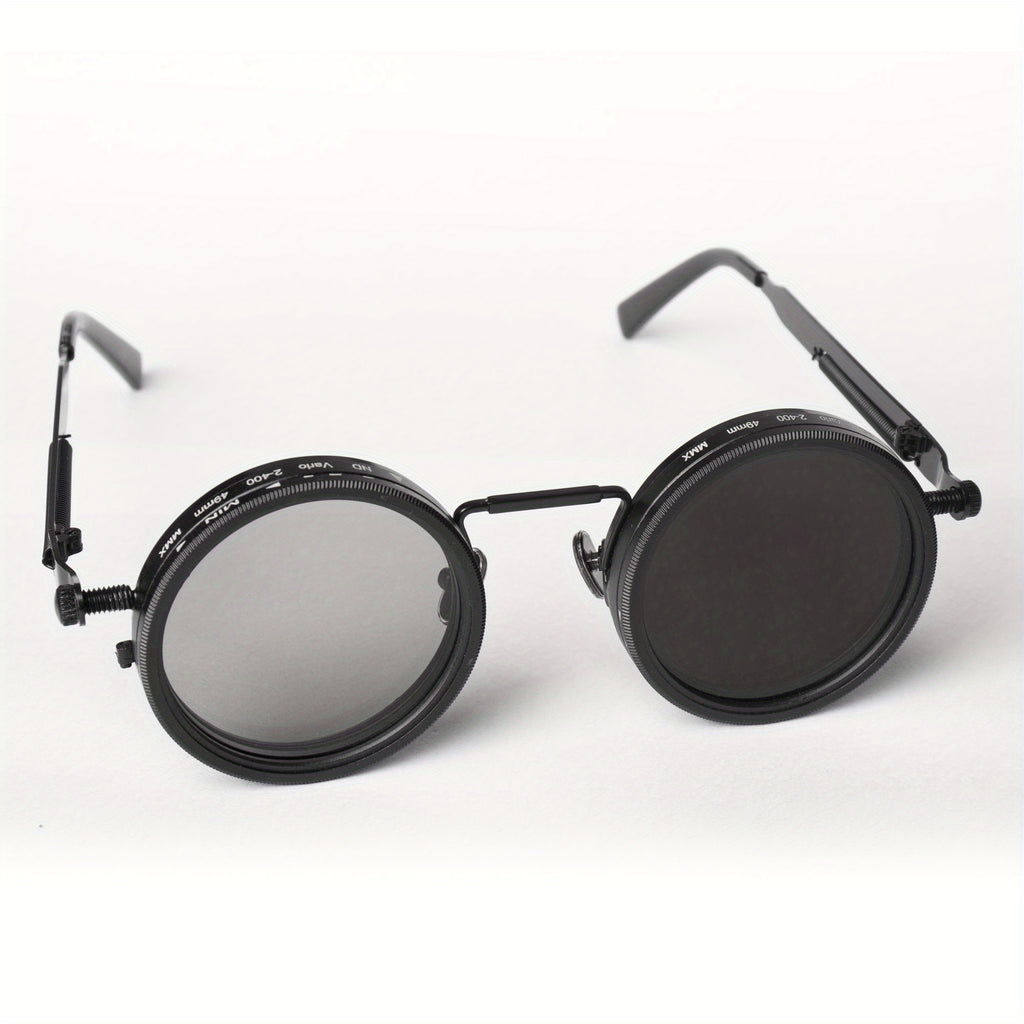 Industrial Punk Style Rotating Dimming Fashion Glasses, Spring Temple, Rotating Dimming, Flexible Adaptation to a Variety of Scenes, High Fashion